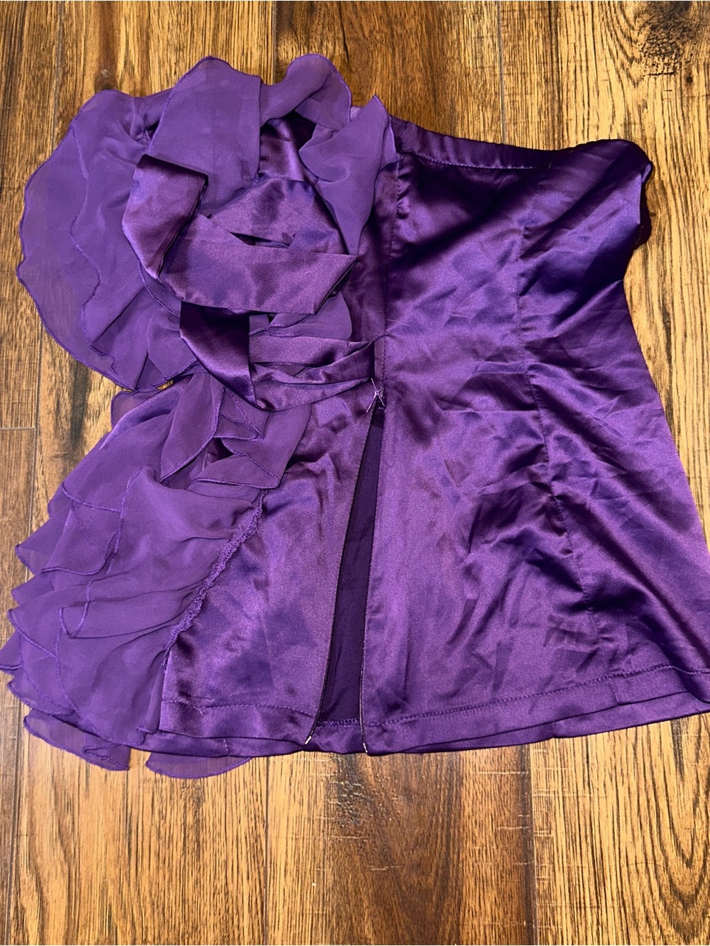 Women's Purple Ruffled Strapless Top - Picture 2 of 4